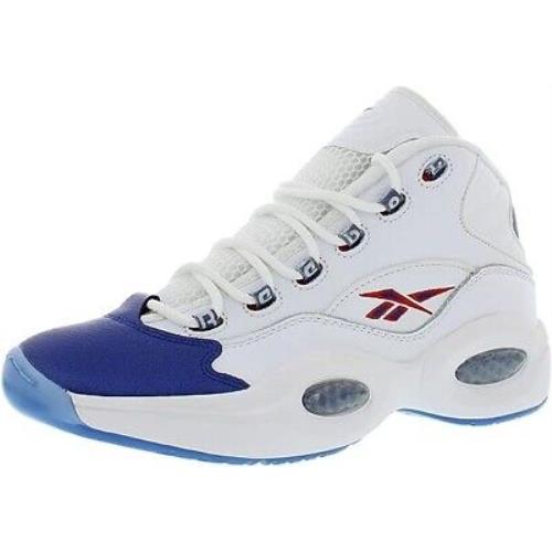 Reebok Men`s Question Mid Basketball Shoes White Blue Red - White