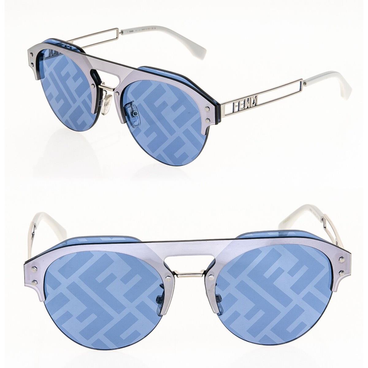 Fendi Technicolour 40027 Silver Blue Mirror Print Futuristic Sunglass FE40027U