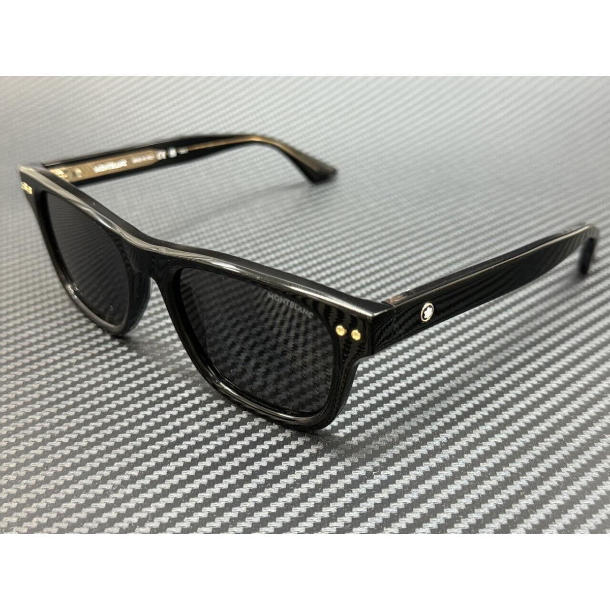 Montblanc Mont Blanc MB0254S 001 Black Grey 53 mm Large 53 mm Sunglasses