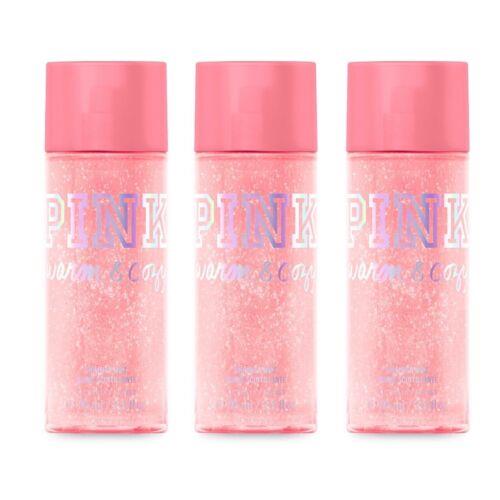 Victoria`s Secret Pink Warm Cozy Shimmer Body Mist 8.4 Fl.oz. Lot of 3