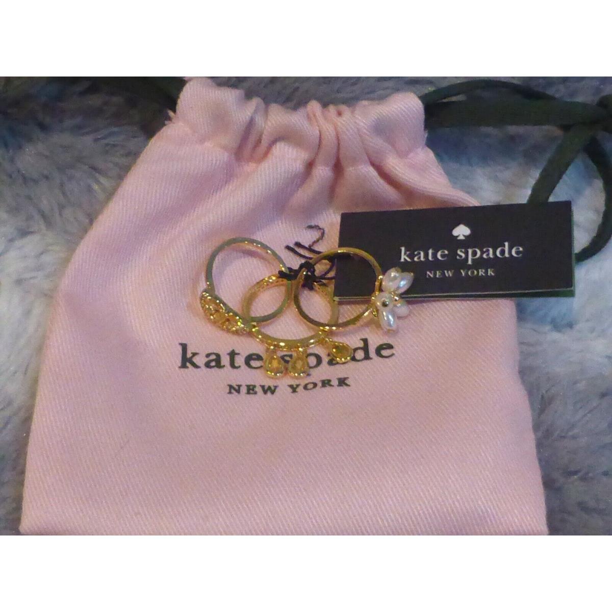 Kate Spade Fresh Squeeze Stacking Charm Ring Set Size 7 Dust Bag