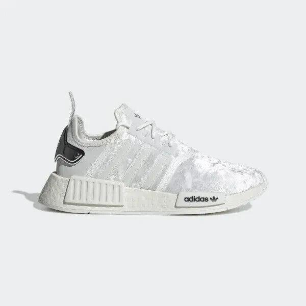 Adidas NMD_R1 Crystal White Velvet Silver Women`s Shoe Size 9.5 GW5681 Boost - White