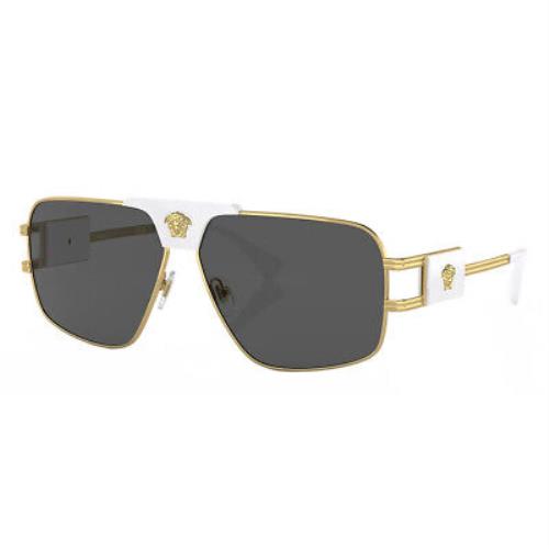 Versace VE 2251 147187 Gold White Metal Square Sunglasses Grey Lens