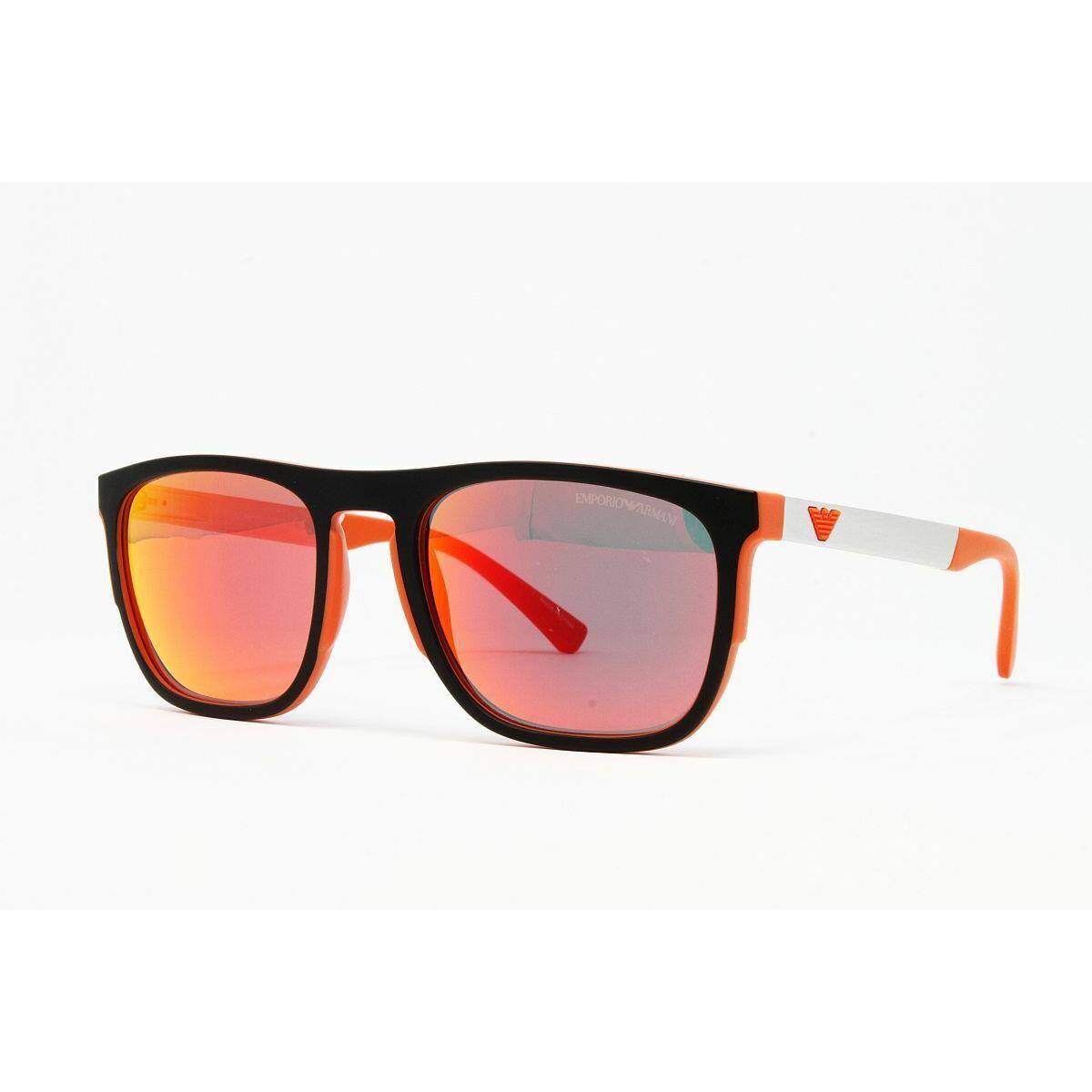 Emporio Armani EA4114-56766Q Men`s Square Sunglasses Black Orange White 51mm