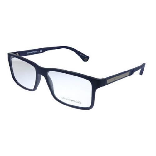 Emporio Armani EA 3038 5754 Dark Blue Rubber Plastic Rectangle Eyeglasses 56mm