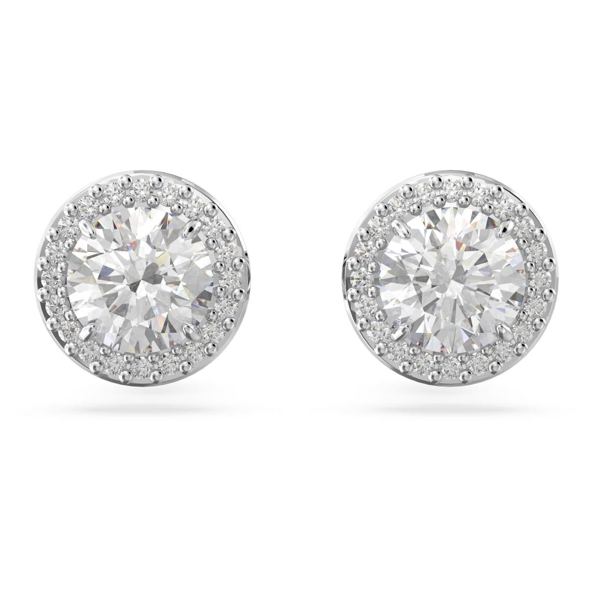 Swarovski Una Angelic Stud Earrings Round Cut Pav White Rhodium Plated