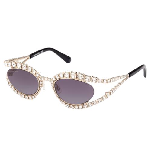 Swarovski SK 385 32B Sunglasses Gold with Crystals / Grey Gradient Oval