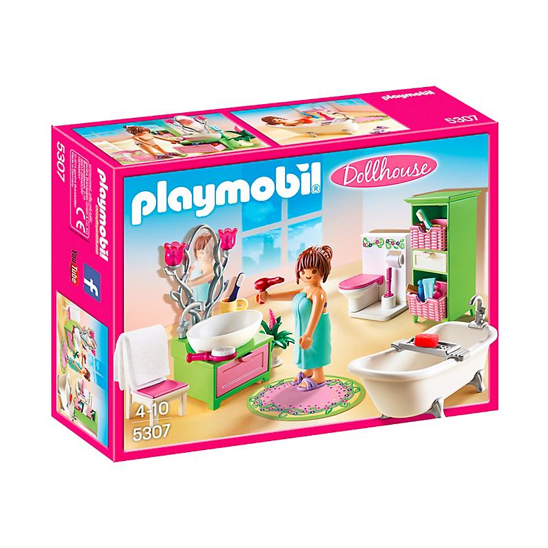 Playmobil 5307 Dollhouse Bathroom Vanity Sink Clawfoot Tub Toy Set