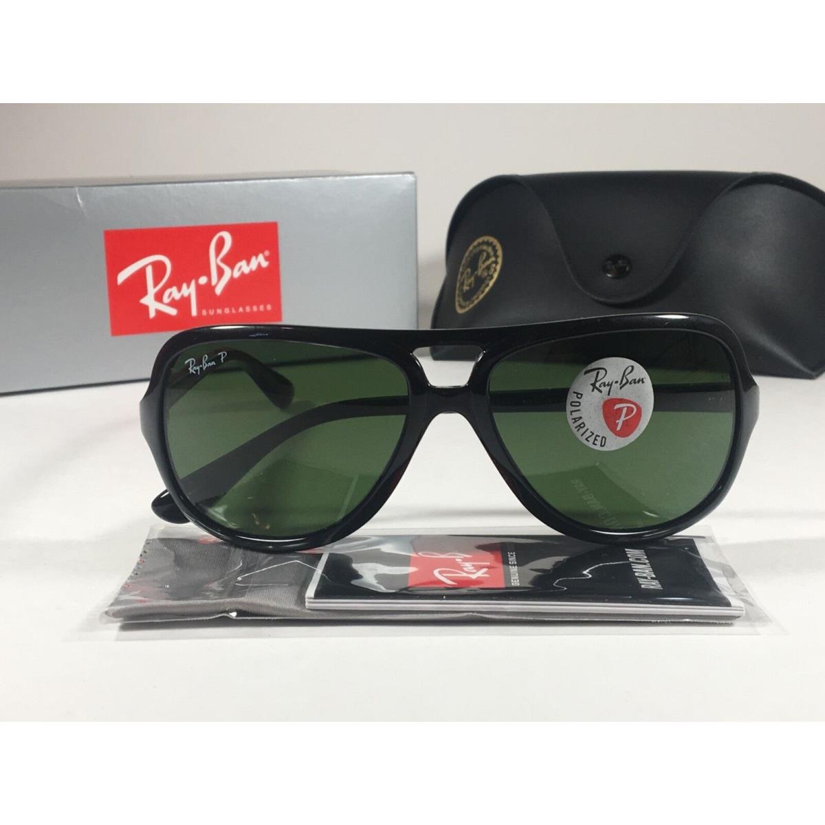 Ray-ban RB4162 601/2P Polarized Turbo Aviator Sunglasses Black Green