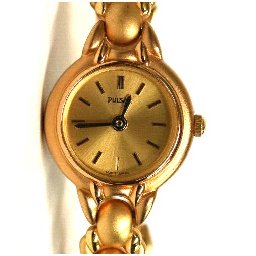 Pulsar 20mm Watch Gold Dial Gold Tone