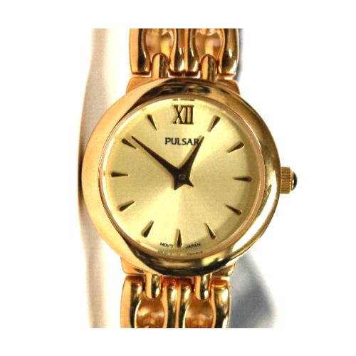 Pulsar 22mm Watch Champagne Dial Gold Tone