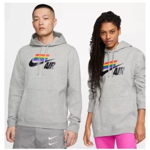 Nike Be True Pride Rainbow Flag Hoodie Pullover Gray Lgbtq CZ7820-063 Size XL