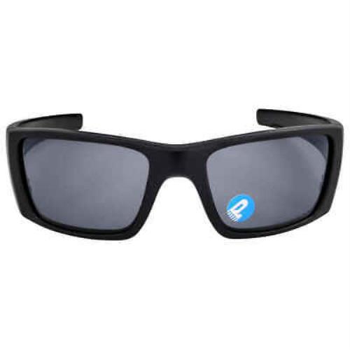 Oakley Fuel Cell Grey Polarized Wrap Men`s Sunglasses OO9096 909605 60 - Frame: Black, Lens: Blue