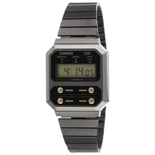 Casio Men`s Watch Vintage Digital Black Dial A100WEGG-1A2DF Gun Metal Black