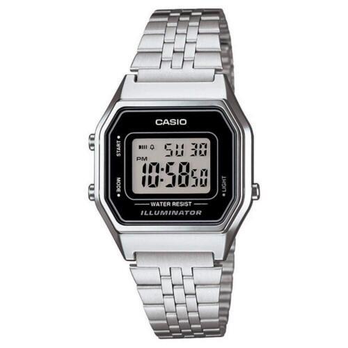 Casio Ladies Mid-size Silver Tone Digital Retro Watch LA-680WA-1DF