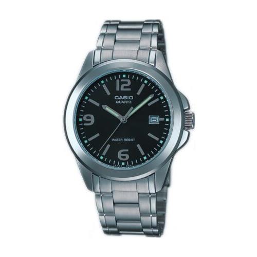 Casio Classic Men`s Watches Silver Tone Black Dial Analog MTP-1215A-1ADF - Watch