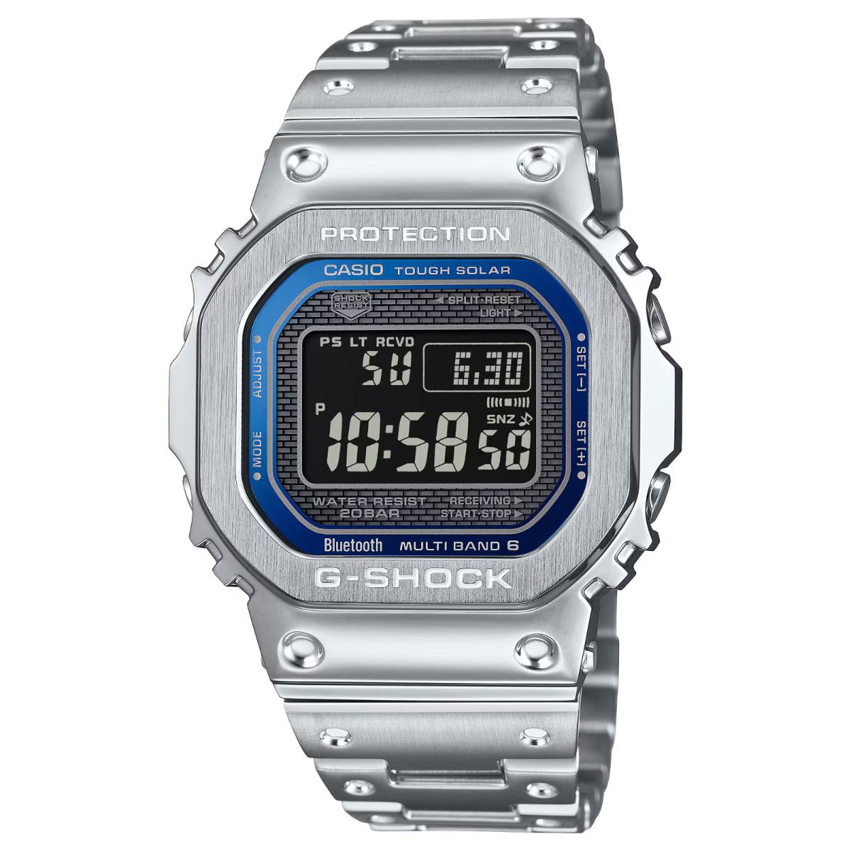 Casio G-shock Bluetooth Blue Full Metal Solar Square Watch Steel GMWB5000D-2