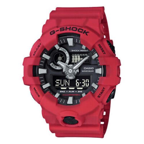 G-shock Casio GA-700-4ACR Red Men`s Sport Digital Analog Water Resistant Watch