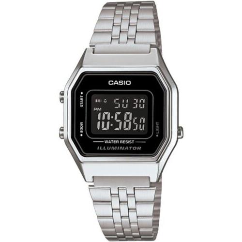 Casio Ladies Mid-size Silver Digital Retro Watch LA-680WA-1BDF