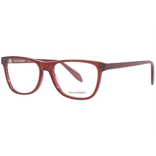 Alexander Mcqueen AM0248O 004 Eyeglasses Frame Red Full Rim Square Shape 53mm - Frame: Red