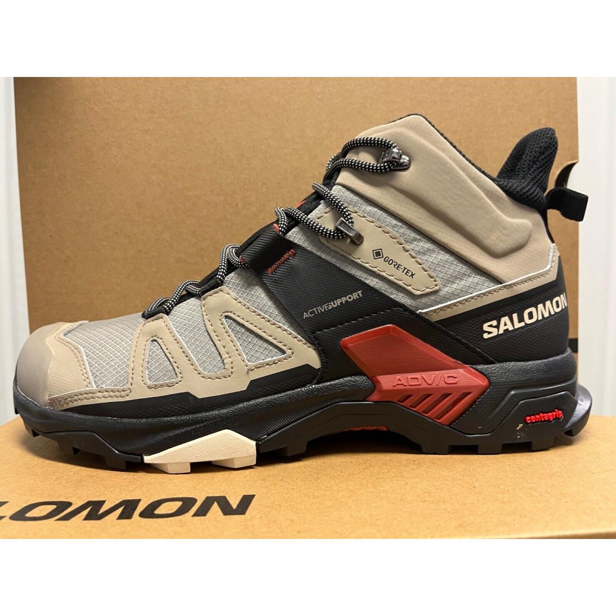 Salomon X Ultra 4 Mid Gtx Goretex Waterproof Khaki Black Henna Hiking Boot Trail