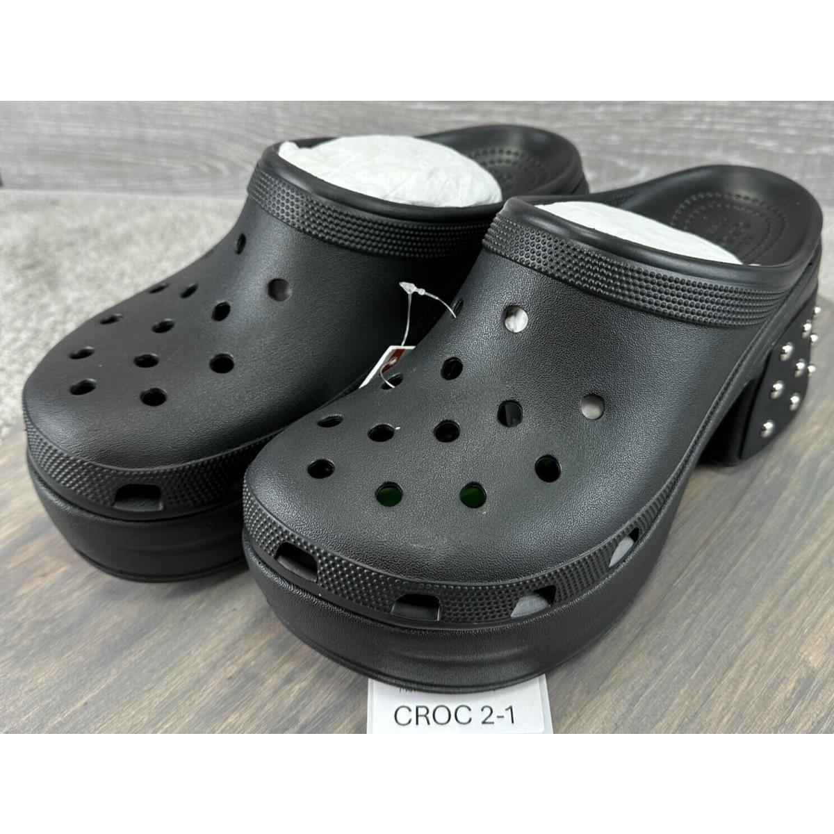 Crocs - Siren Studded Clog - Size W10/M8 Black with Chrome Studs IN Croc Bag