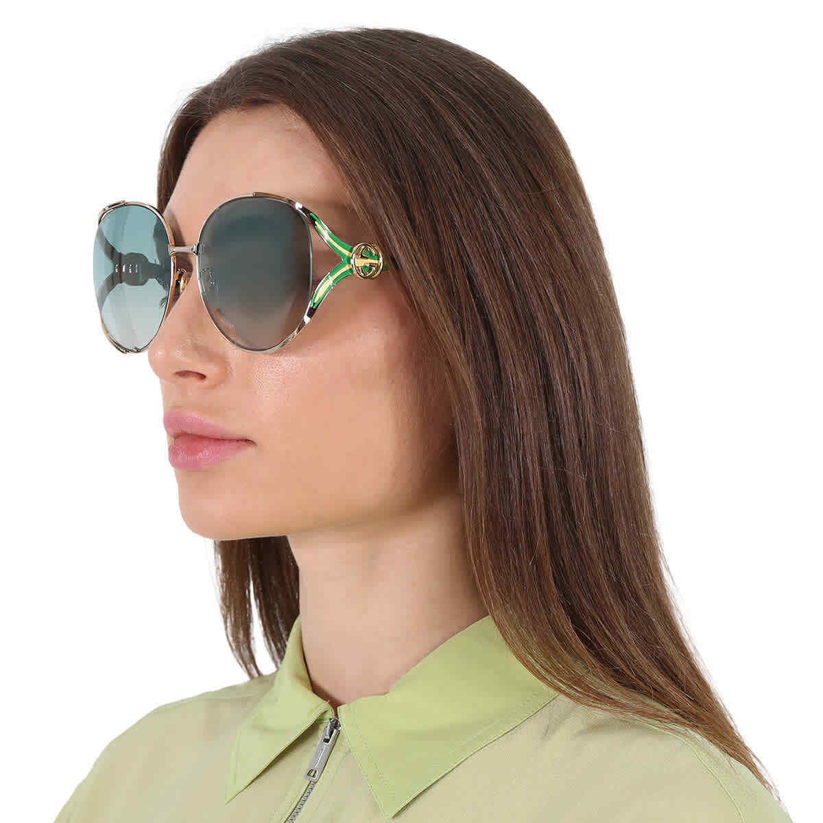 Gucci Gradient Green Oversized Ladies Sunglasses GG0225S 006 GG0225S 006 63