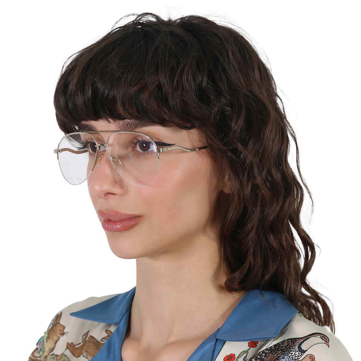 Gucci Demo Pilot Ladies Eyeglasses GG0971O 001 55 GG0971O 001 55