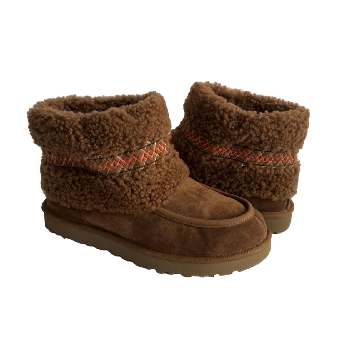 Ugg Women Mini Ugg Braid Hardwood Curly Sheepskin Boot US 7 / EU 38 / UK 5