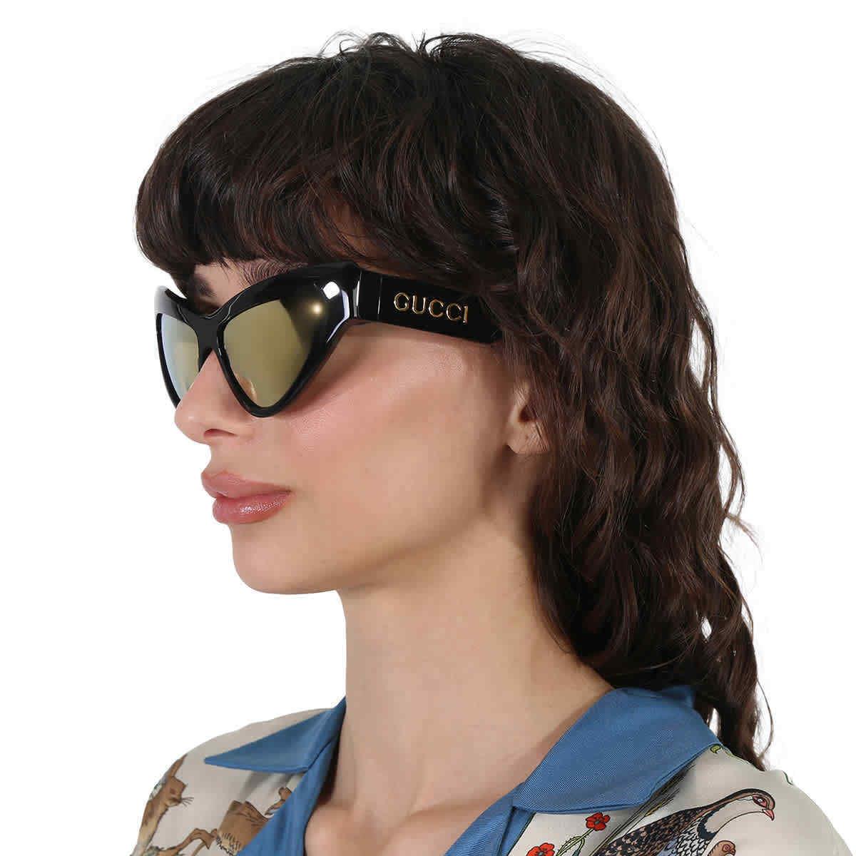 Gucci Gold Cat Eye Ladies Sunglasses GG1294S 002 57 GG1294S 002 57