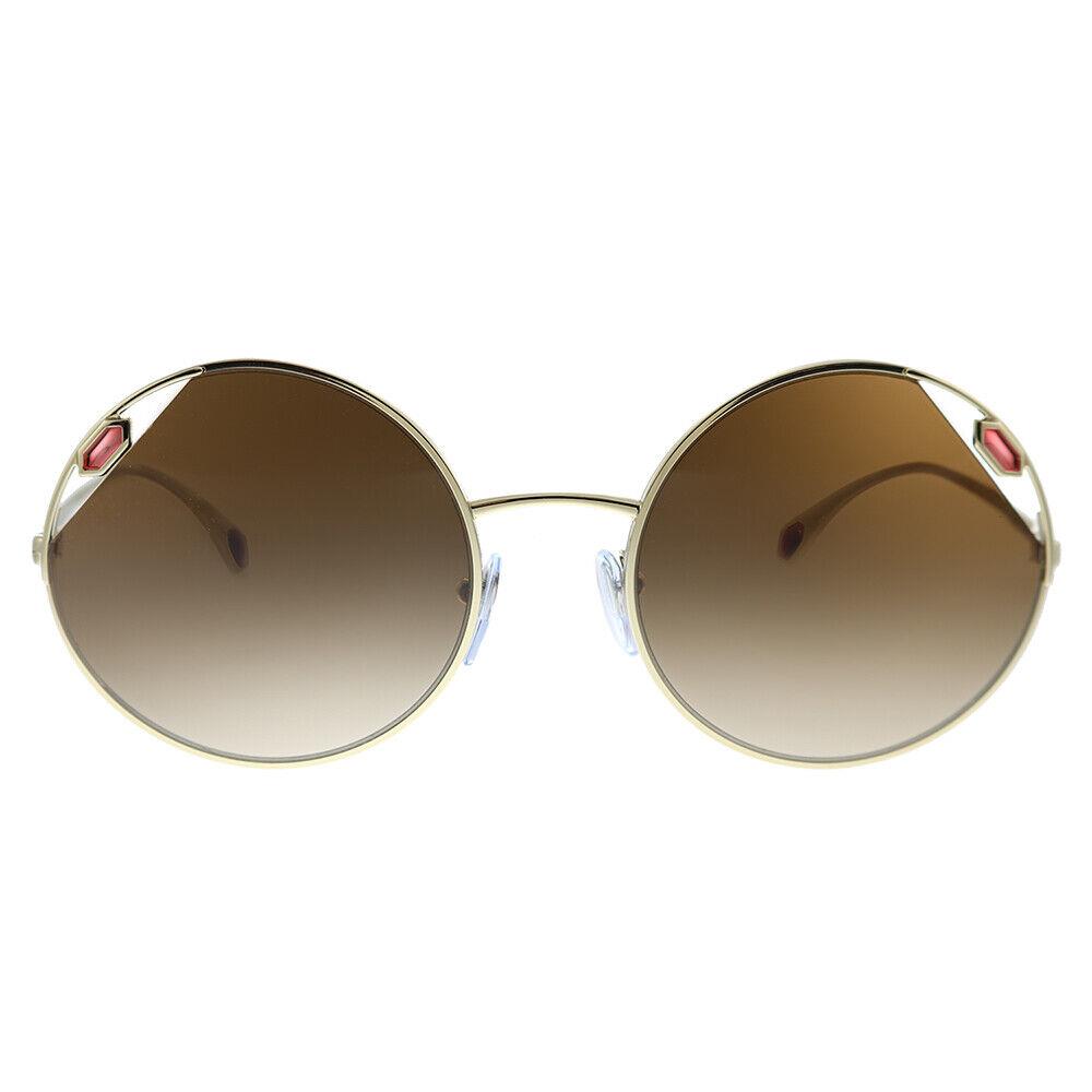 Bvlgari BV 6159 278/13 Pale Gold Metal Round Sunglasses Brown Gradient Lens