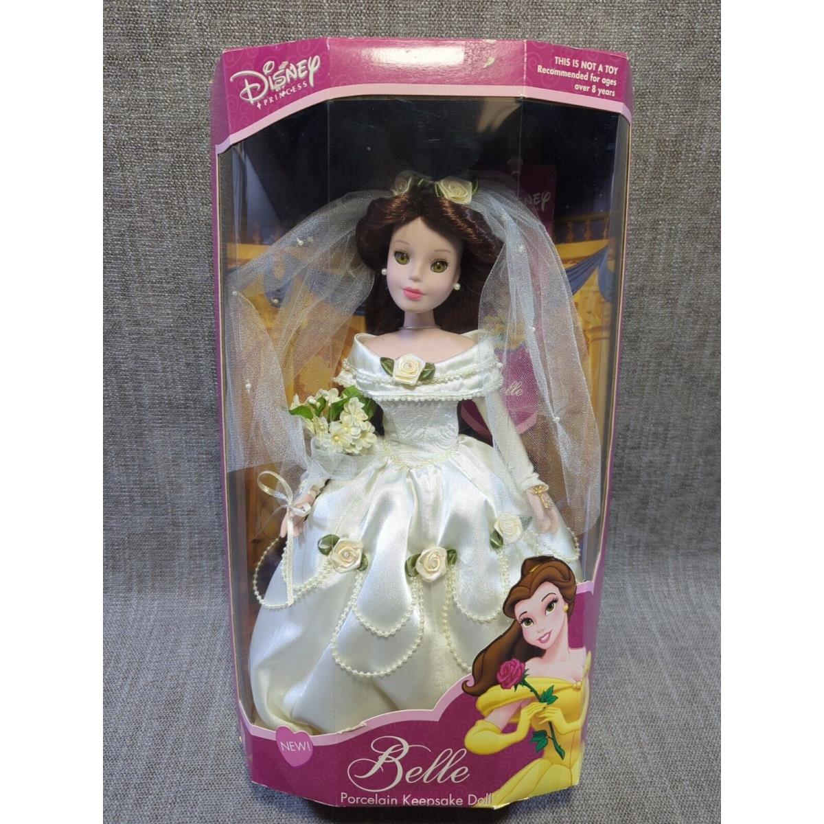 Disney Princess Belle Beauty The Beast Porcelain Keepsake Doll Wedding Dress