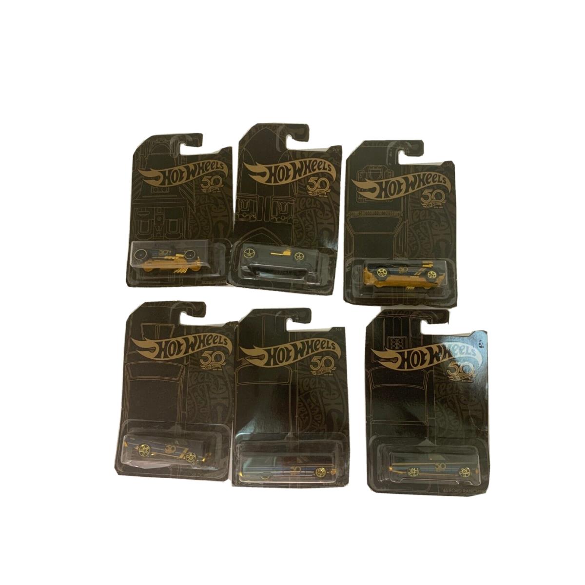Hot Wheels 50th Anniversary Black Gold Series Complete Six Cars