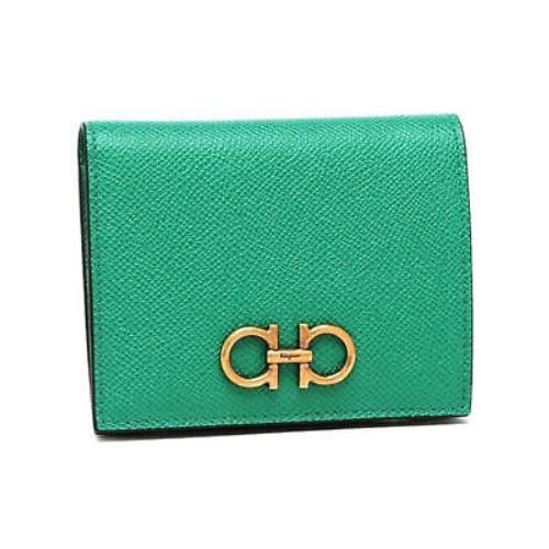 Salvatore Ferragamo Women`s Green Solid Leather Logo Hardware Strapless Wallet