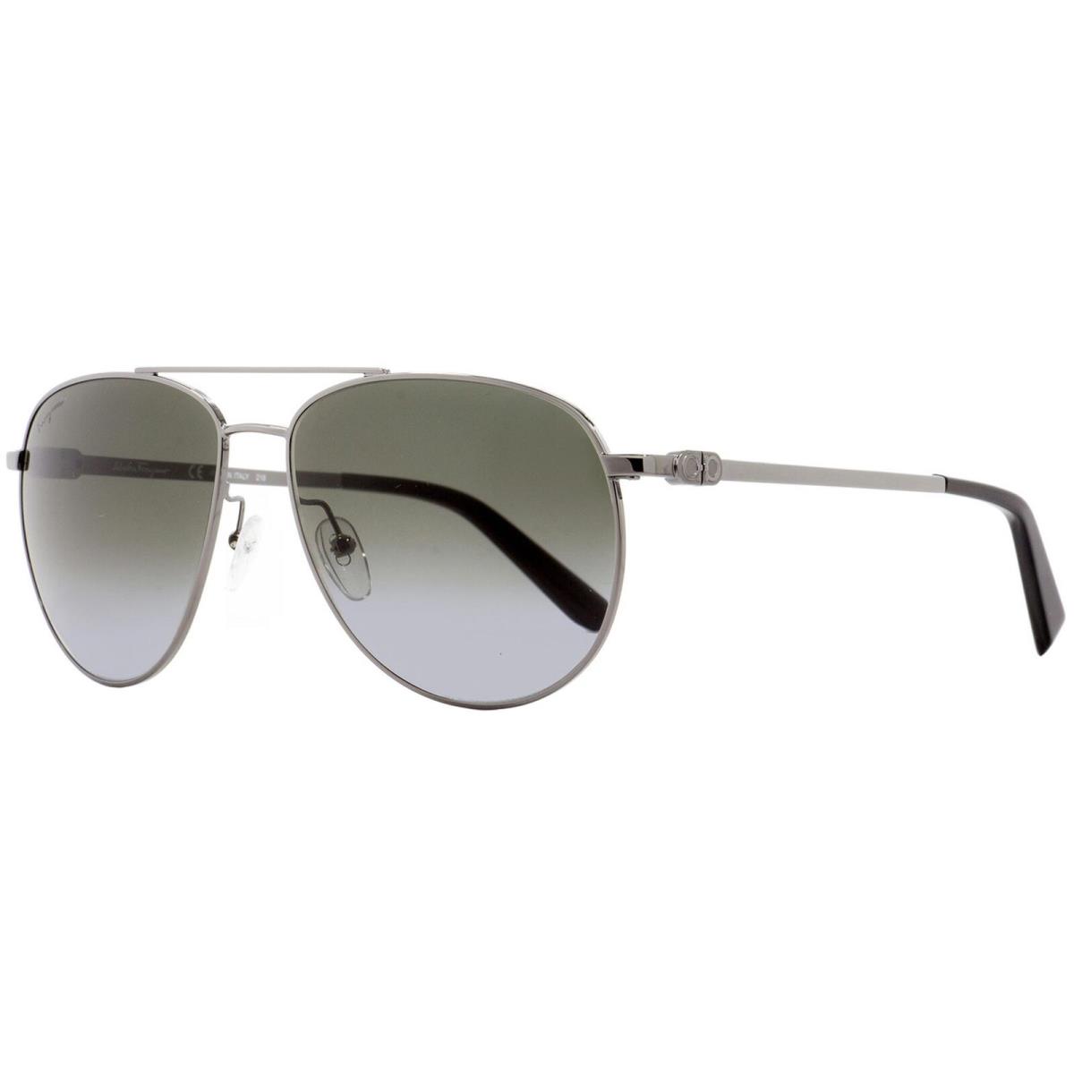 Salvatore Ferragamo Unisex Sunglasses Dark Grey Gradient Lens Aviator SF157S 069 - Frame: Shiny Ruthenium, Lens: Dark Grey Gradient