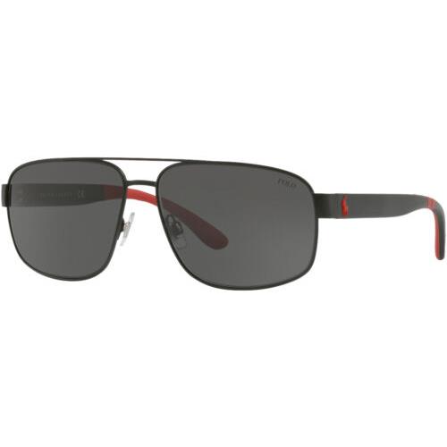 Polo Ralph Lauren Men`s Classic Rectangle Navigator Sunglasses - PH3112 Matte Black/Gray (903887-62)