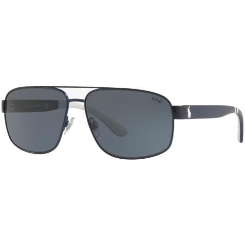 Polo Ralph Lauren Men`s Classic Rectangle Navigator Sunglasses - PH3112 Matte Navy Blue/Gray (930387-62)