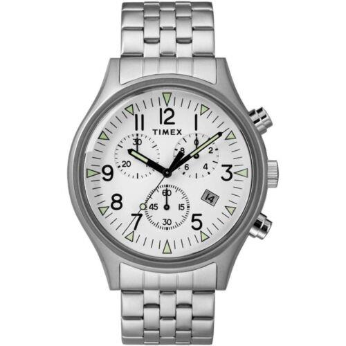 Timex Men`s Watch MK1 Chronograph White Dial Silver Tone Bracelet TW2R68900VQ