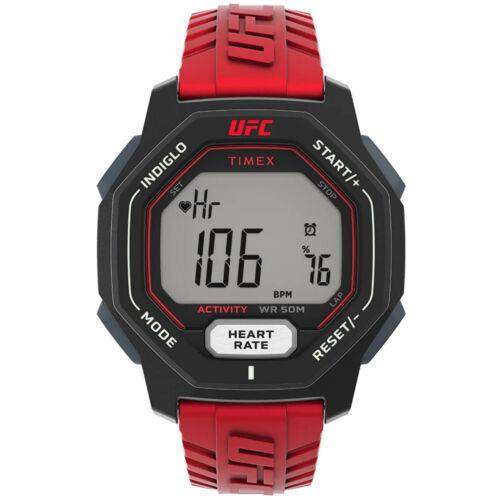 Timex Men`s Watch Ufc Spark Heart Rate Digital Dial Red Resin Strap TW2V84000