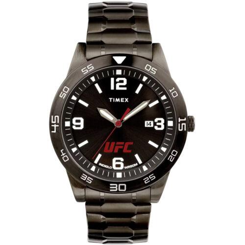 Timex Men`s Watch Ufc Legend Black Dial Gunmetal Steel Bracelet TW2V56200JT - Dial: Black, Band: Gunmetal