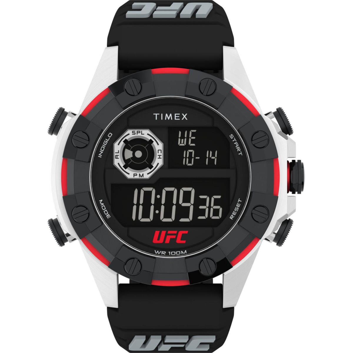 Timex Men`s Watch Ufc Kick Chronograph Black Digital Dial Resin Strap TW2V86700 - Dial: Black, Band: Black