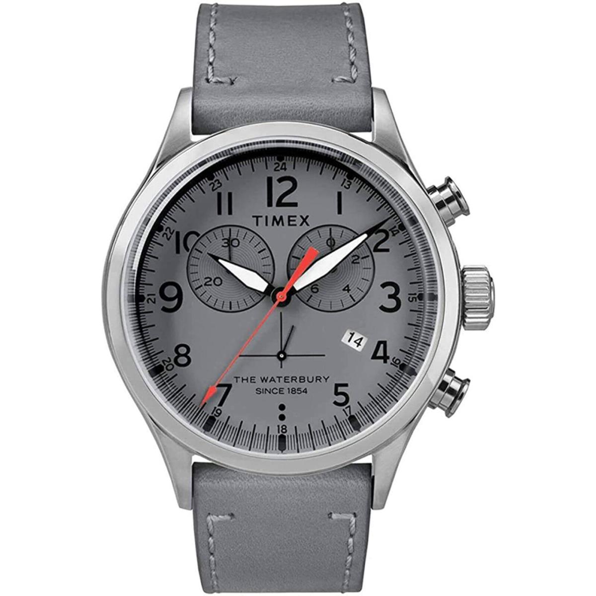 Timex Men`s Watch Waterbury Chronograph Silver Tone Case Grey Strap TW2R70700VQ