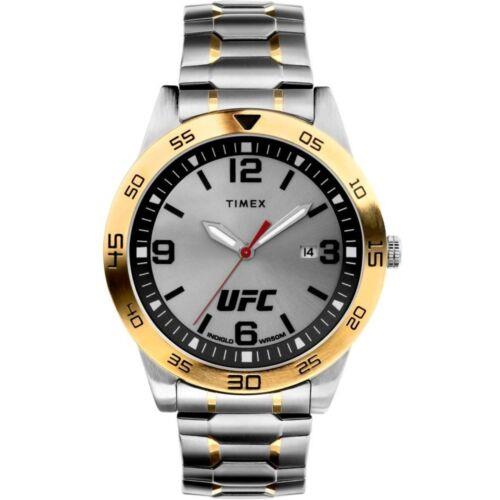 Timex Men`s Watch Ufc Legend Gold Tone Rotating Bezel Steel Bracelet TW2V56500JT - Dial: Black, Silver, Band: Yellow, Silver