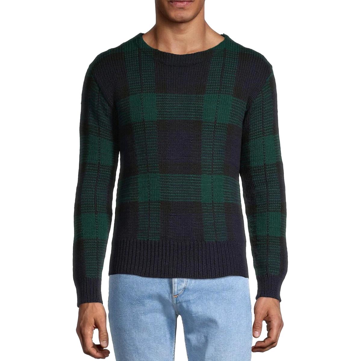 Polo Ralph Lauren Hand Knit Wool Blackwatch Tartan Plaid Crewneck Sweater