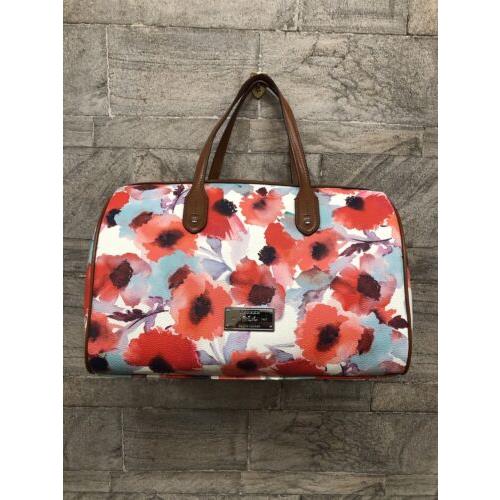 Lauren Ralph Lauren Women`s Clements Barrel Floral Satchel Bag Coral Multi