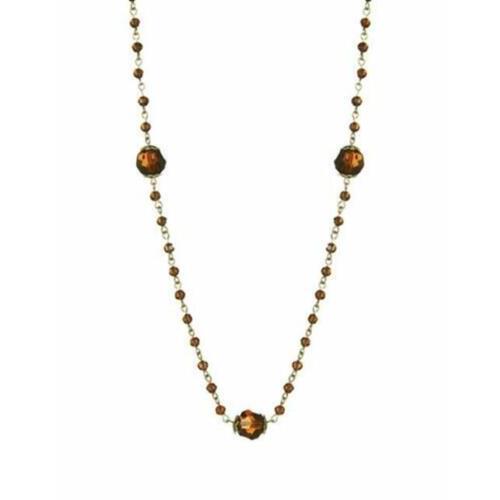 Lauren Ralph Lauren 302302 Gold-tone Topaz Faceted Bead Long Station Necklace