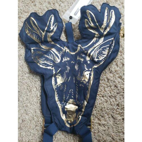 Stella Mccartney Lesportsac Deer Reindeer Buck Navy Blue Gold Backpack Purse