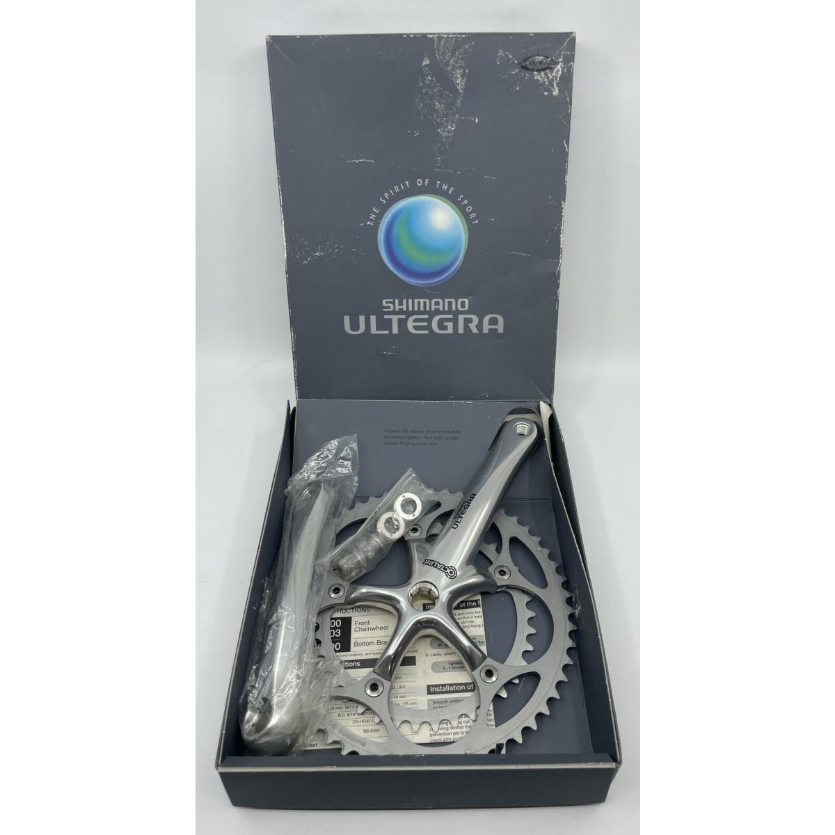 Nos Shimano Ultegra FC-6500 Crankset 53/39 9 Speed Double 172.5mm