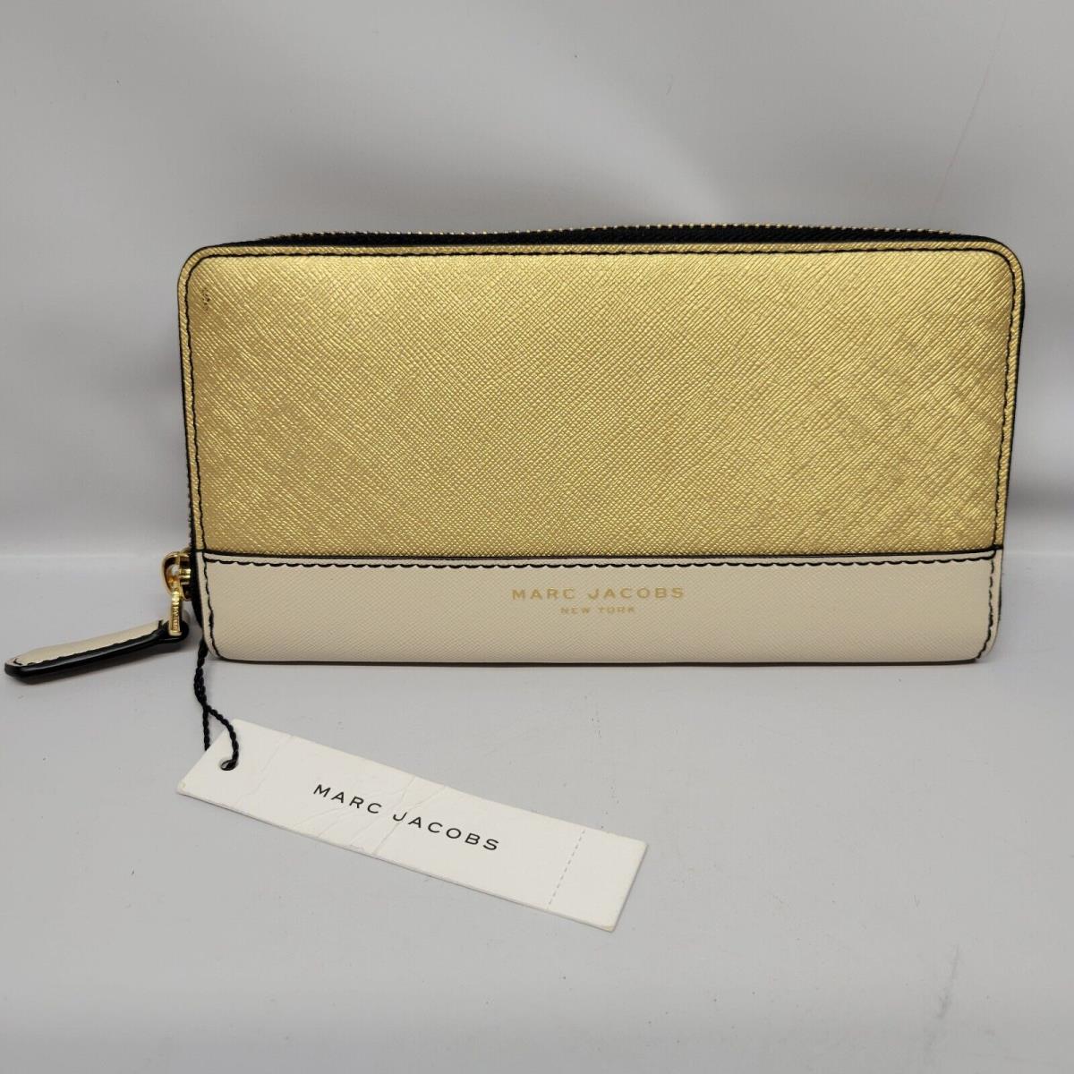 Marc Jacobs Metallic Leather Continental Wallet Gold Cream