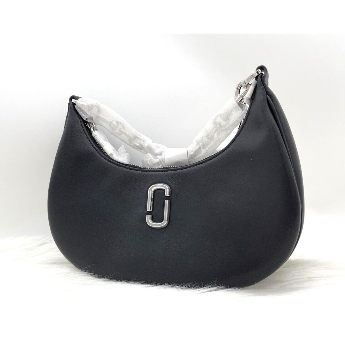 Marc Jacobs The J Marc Curve Top Handle Leather Shoulder Bag In Black